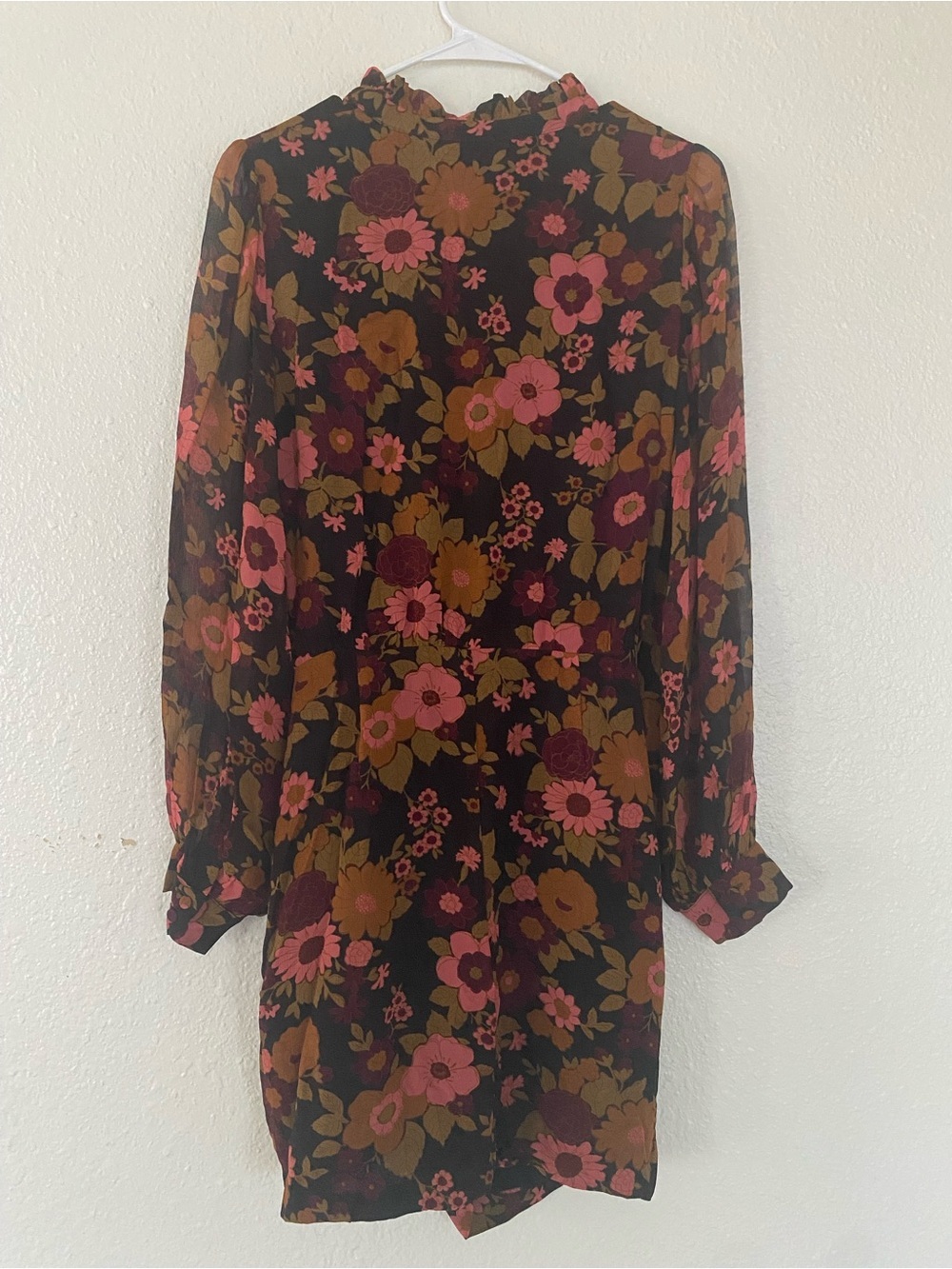 Sezane Wrap-Skirt Floral Mini Capri Long-Sleeve Dress - Picture 7 of 8